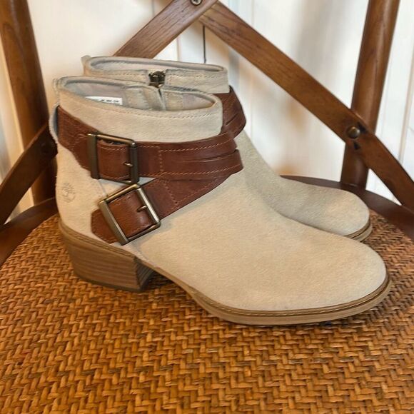 Timberland Sutherlin ankle grey suede buckle booties 7 - Picture 2 of 11